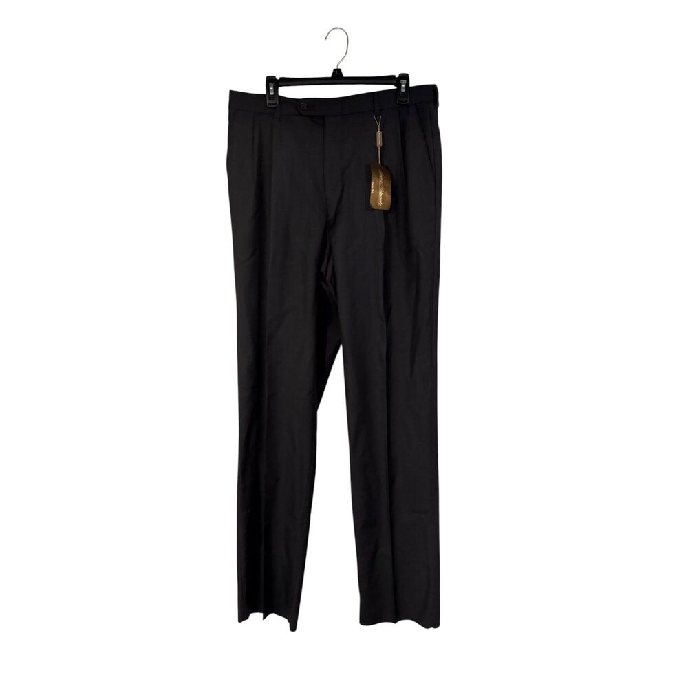NWT Linea Naturale Men’s Black Trousers 100% Wool Made in Italy Woven 36x36